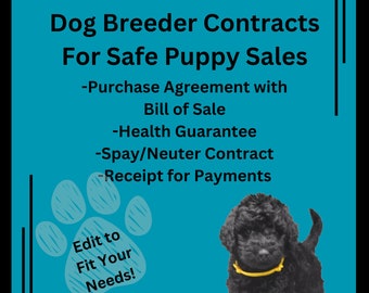 Dog Breeder Contract Templates, Puppy Forms (Digital Download