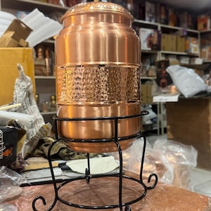Hand Hammered Copper Water Pot: 5 Liter Copper Matka