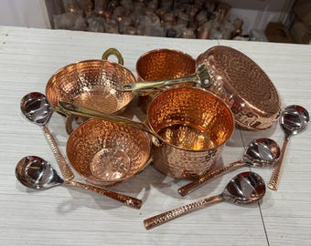 Kochgeschirr-Set aus reinem Kupfer mit Messinggriffen - MyMomGift®