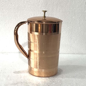 Indian Handmade Pure Copper Water Jug Luxury Design, Elegant Storage & Serving Pitcher, Perfect Housewarming Gift 1600 Ml