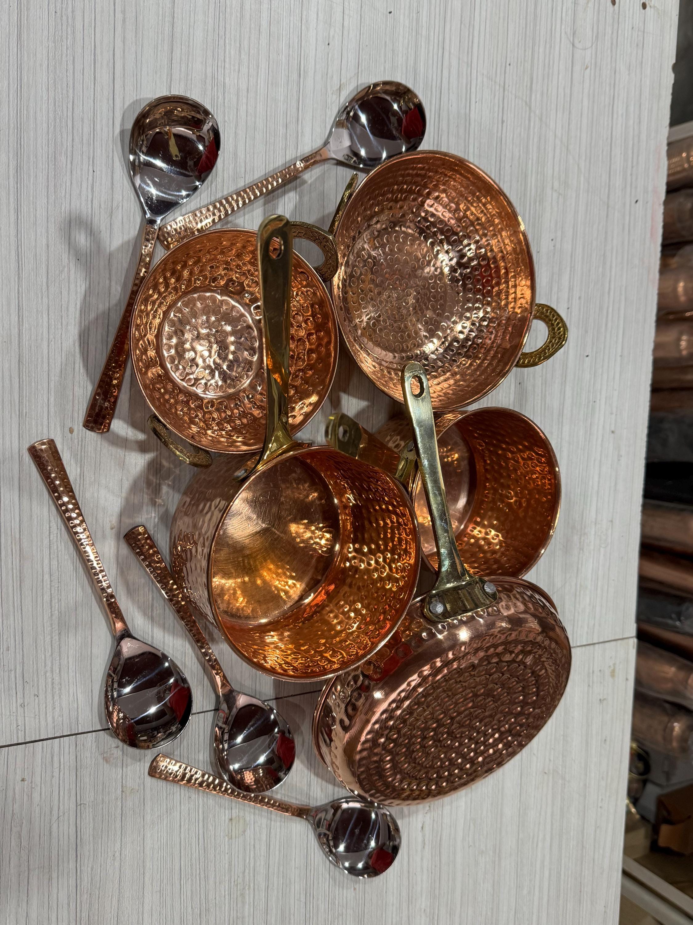 Pure Copper Cookware Set With Brass Handles - Mymomgift® - Etsy