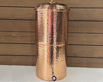 Hand Hammered Copper Water Filter Tank, Wellness Water Storage, 15/20 Liter