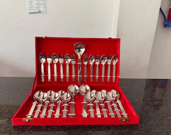 Edelstahl Besteck Set, Sleek Silber Besteck, Housewarming Geschenk