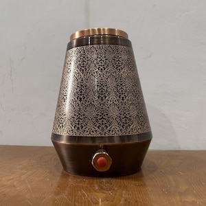 Indian Handmade Copper Pot Matka Tank Antique Rustic Dark Brown Water Storage Vessel for Pure Drinking Water, Unique Traditional Indian Gift