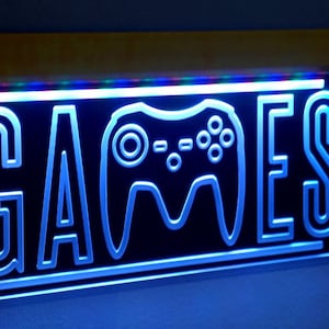Games LED Neon Sign: Shop Display, Custom Text & Logo (10x20)