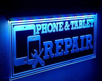 Phone Tablet Repair Led Signs Window Hanging Shop Large 10"x20"Accept custom text & logo
