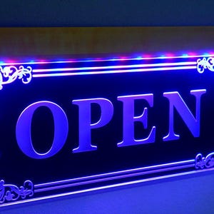 OPEN LED Sign: 10x20&quot; Window Display, Custom Text & Logo