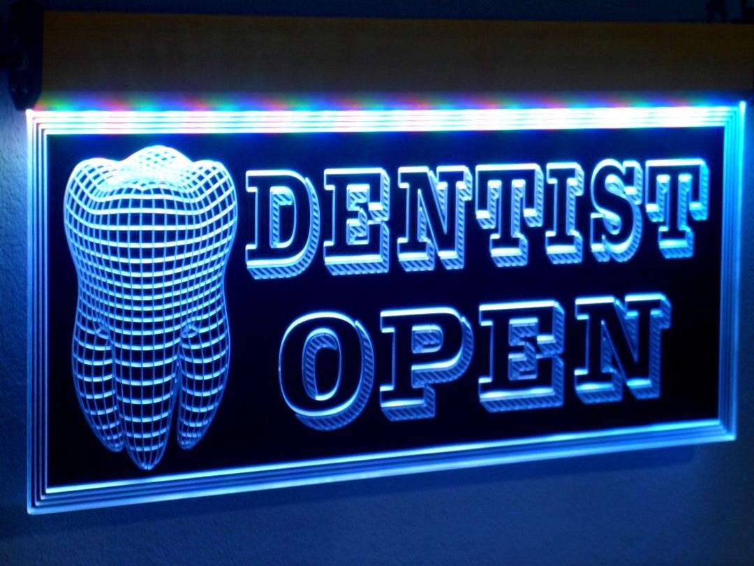 X20 Sign DENTIST OPEN Led Signs Window Hanging Shop Display Large 10