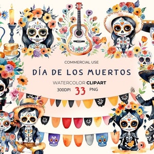Colorful Día de los Muertos Art: Floral Skulls and Mexican Clipart Collection