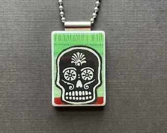 Day of the Dead Sugar Skull pendant on long ball chain