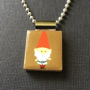 Christmas Elf Pendant, Christmas Gnome Jewelry, elf jewelry, gnome necklace, handmade Christmas jewelry, recycled scrabble tile jewelry