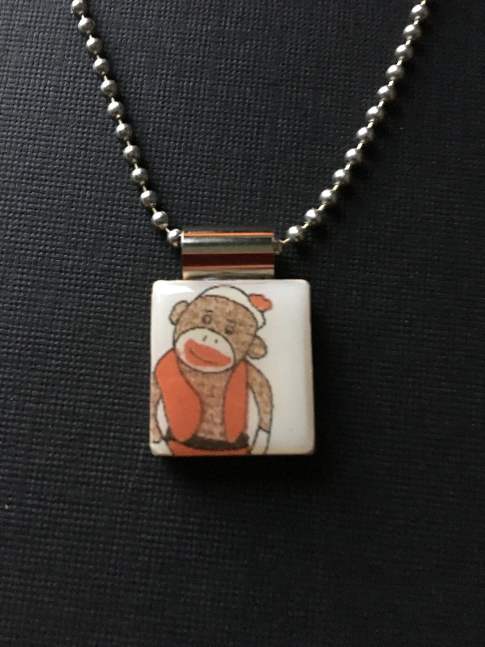 Sock Monkey Jewelry Handmade Sock Monkey Necklace Handmade Etsy