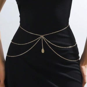 Cadena de cintura dorada, cadena corporal de perla para el vientre, joyería para el vientre de bikini, accesorios para la cintura para fiestas de carnaval en la playa y clubes.