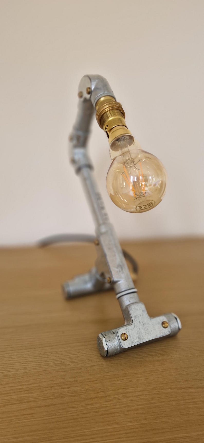 Handmade industrial lamp, perfect for modern home decor, featuring galvanized steel, brass. Steampunk decor style