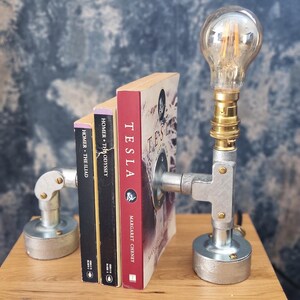 Unique Steampunk-Style Bookend Lamp