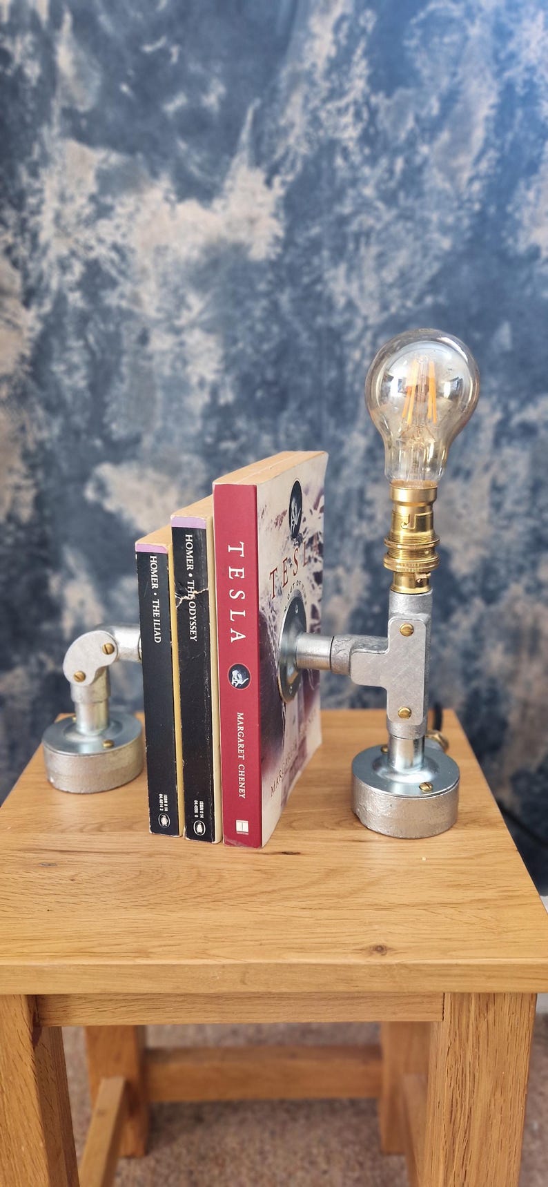 Unique Steampunk-Style Bookend Lamp