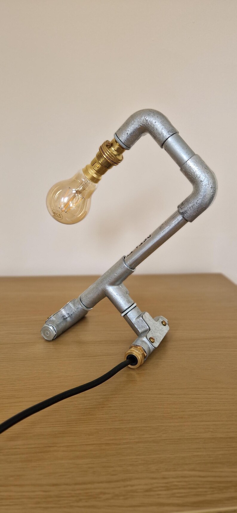 Handmade industrial lamp, perfect for modern home decor, featuring galvanized steel, brass. Steampunk decor style