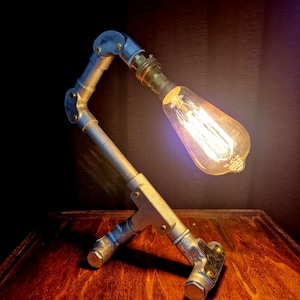 Handmade industrial lamp, perfect for modern home decor, featuring galvanized steel, brass. Steampunk decor style