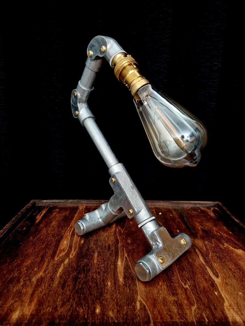 Handmade industrial lamp, perfect for modern home decor, featuring galvanized steel, brass. Steampunk decor style