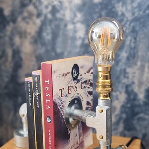 Unique Steampunk-Style Bookend Lamp