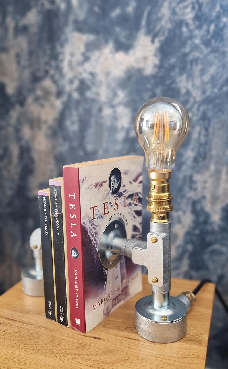 Unique Steampunk-Style Bookend Lamp