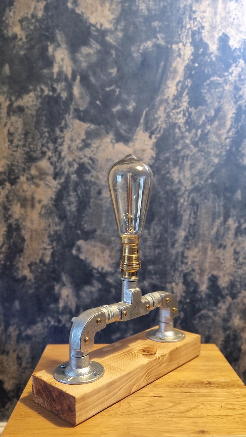 Handmade industrial lamp, perfect for modern home decor, featuring galvanized steel, brass
