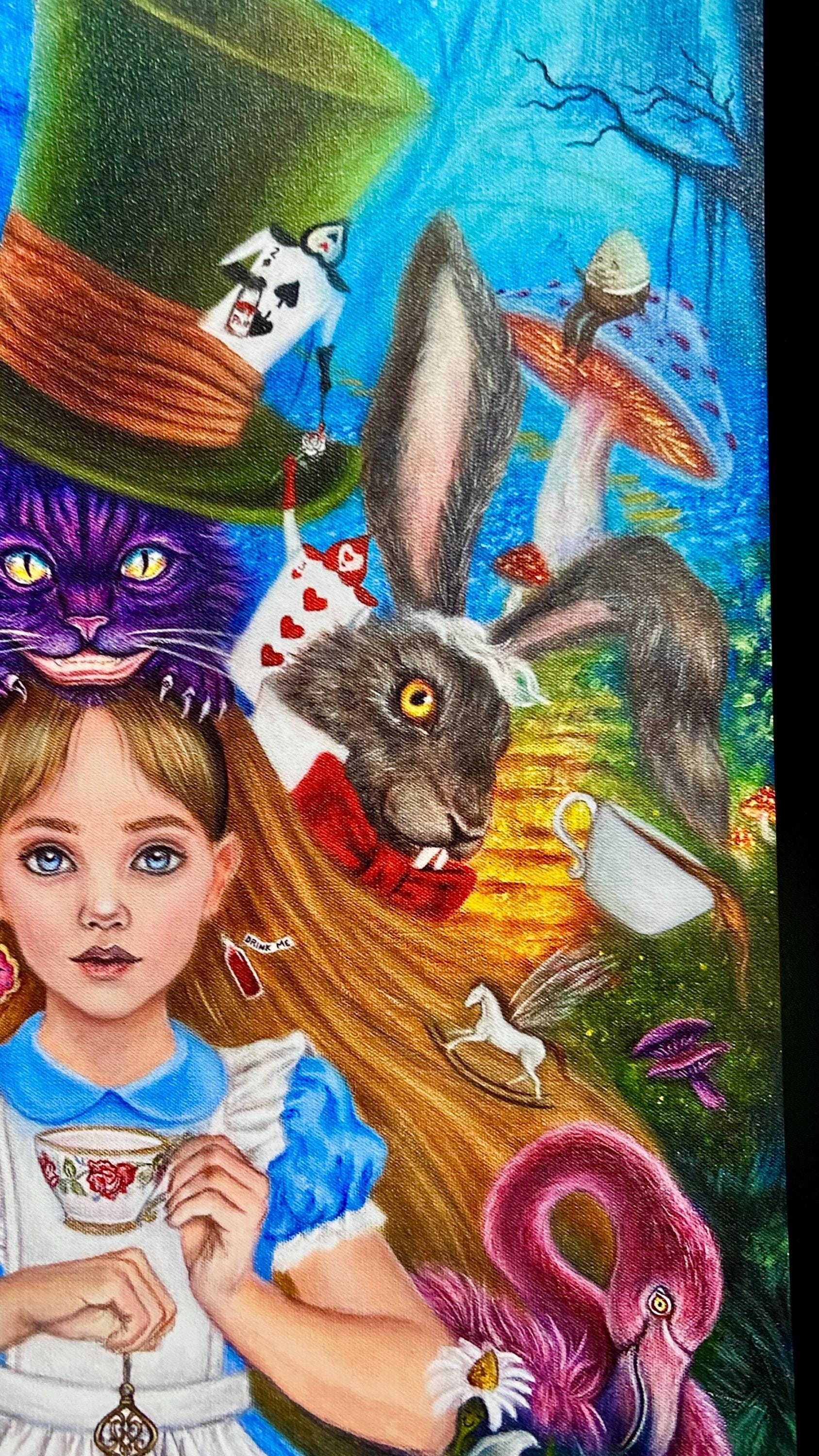 Alice in Wonderland 8x10 Cheshire Cat Mad Hatter White Rabbit ART PRINT ...