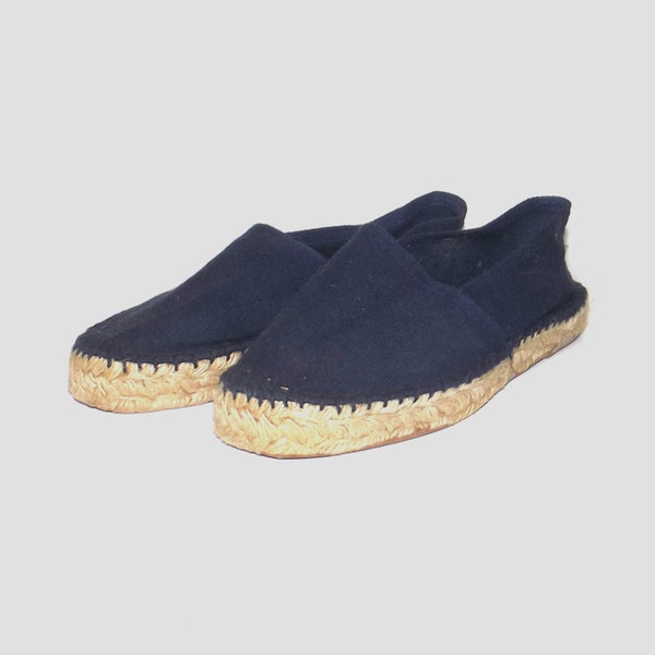 1970s shoes / vintage 70s flats / 7 / summer / Blueberry Blue Espadrille Flats