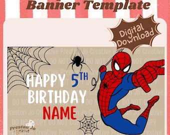 Spiderman Birthday Banner Template | Custom Party Decor (Digital Download)