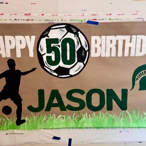 Sports Custom Banner | Football Baseball Basketball Hockey Custom Event Banner | Hand Painted Banner | Birthday Party Banner | Kraft Banners