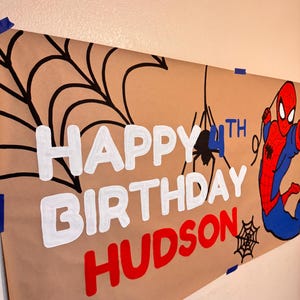 Spiderman Banner | Spiderman Birthday Banner | Custom Banner | Hand Painted Banner | Amazing Spiderman Birthday | Spiderman Theme Event