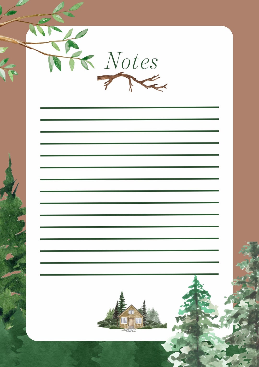 Rustic Notes Page Woodland Aesthetic Notes Template, Nature Themed Template, Forest ...