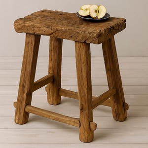 Rustic Wooden Stool Handmade / Reclaimed Wood Skinny Bench / Vintage Farmhouse Stool / Narrow Wood Entryway Bench