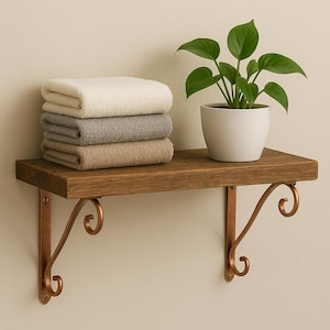 Rustic Wood Wall Shelf – Handmade Natural Wooden Shelf | Kitchen, Office, Bathroom Decor | Vintage Wall Storage / Shelves