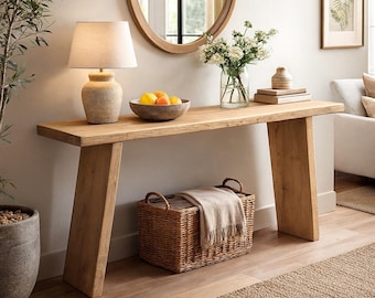 Rustieke hal eikenhouten consoletafel / eiken dressoir / meubelen van teruggewonnen hout / boerderij haltafel / handgemaakte lange tafel / tafel op maat