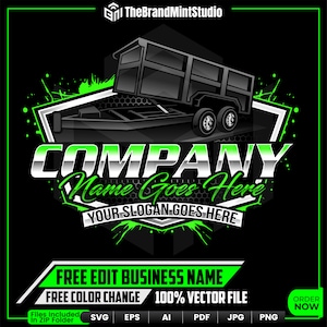 Dump Trailer Logo Design, Dump Trailer Rental Logo, Dumpster Logo, Dump Rental Logo, Bumper Pull Dump Trailer Logo, Dump Trailer vector