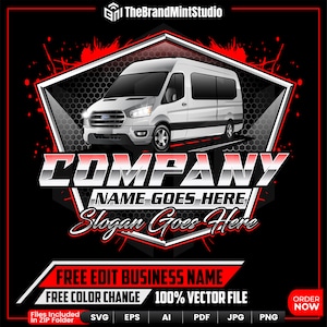 Trucking Logo, Sprinter Van Logo PNG, Van Car Delivery Logo, Bus Logo, Shipping Truck Logo, Cargo Van Logo, Moving Vehicle SVG, Delivery Van