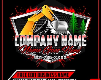 Excavation Excavator Mini Excavator construction Industrial Machinery Bulldozer Heavy Equipment Digging Mining Business Logo Design