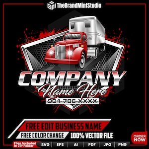 Trucking Company Logo, Truck Delivery or Logistic Logo, Trucking Logo with 3D Lettering, Dispatching Logo, Truck Driver Logo, Box Truck Logo
