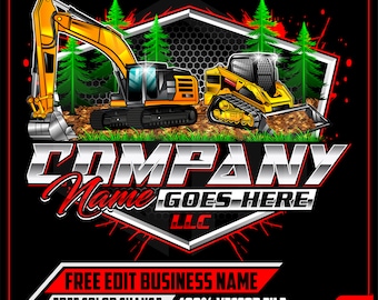 Ausgrabung Bagger Minibagger Bau Industriemaschinen Bulldozer Schwere Ausrüstung Baggern Mining Logo Design