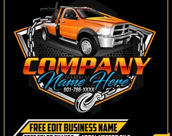 Tow Trucking Logo Design, Pickup Truck Logo, Flatbed Truck Logo, Towing Truck Logo, Tow Car Logo, Towing Business Logo, Tow Chain & Hook SVG