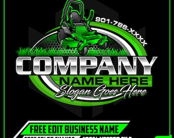 Lawn Care Mowing Landscaping Zero Turn Mower Gardener Gardening Garden Grass Landscape Service Logo Design For Your Business