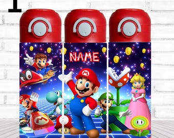 12oz. Custom/Personalized Mario Brothers Flip Top Water Bottle