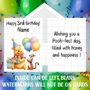 5x7 inch. Winnie the Pooh Happy Birthday Greeting Card