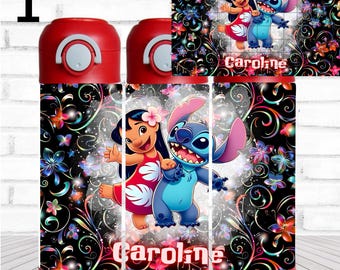 12oz. Custom/Personalized Lilo and Stitch Flip Top Water Bottle