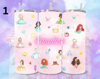 20oz. Custom/Personalized Princess Tumblers..Ariel,Cinderella,and more
