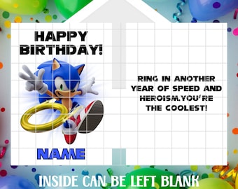 5x7 Personalized Sonic Happy Birthday Greeting Card