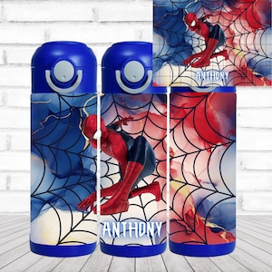 12oz. Custom/Personalized Spiderman Flip Top Water Bottle