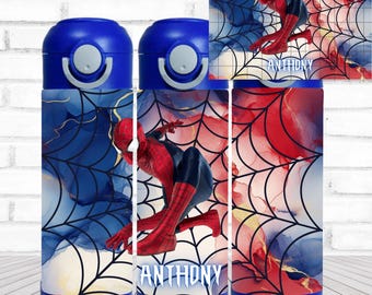 12oz. Custom/Personalized Spiderman Flip Top Water Bottle