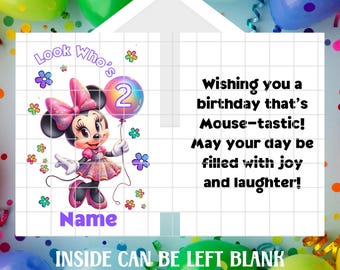 5x7 Personalized /Custom Minnie Mouse Happy Birthday Greeting Card